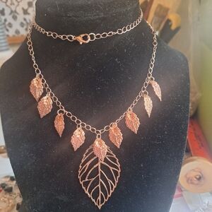 Elegant Handmade Rose Gold Leaf Necklace